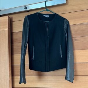Vince Black Jacket with Leather Sleeves